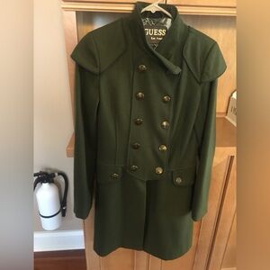 Guess Dark Green Military style coat with Gold Details